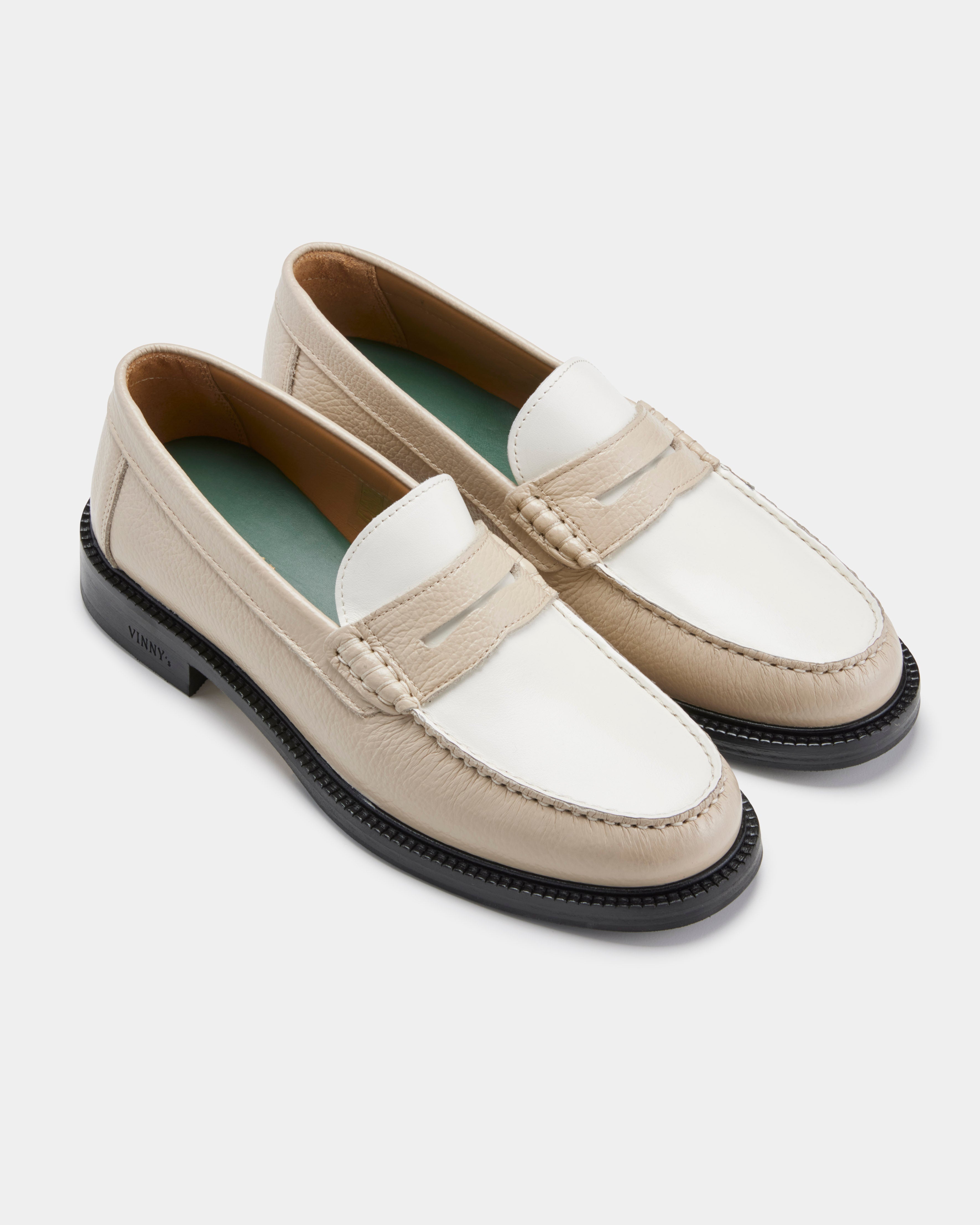 men's yardee mocassin loafer champagne and white