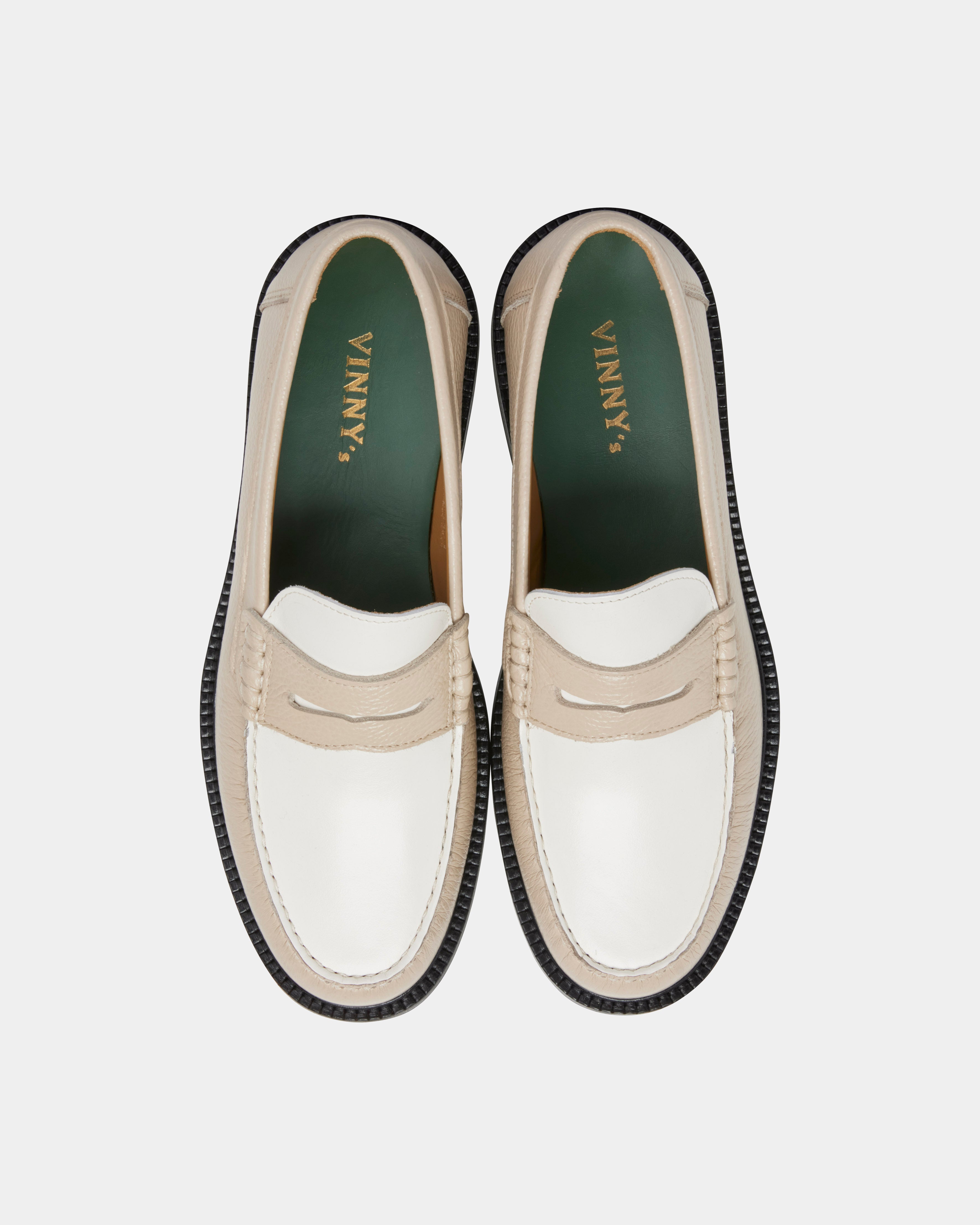 men's yardee mocassin loafer champagne and white
